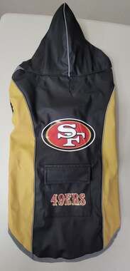 Pets First San Francisco 49ers NFL Dog Raincoat with Hood Size L